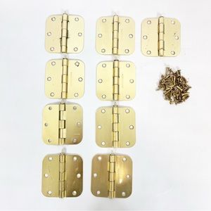 Mastercraft Round Corner 3.5” Satin Brass Residential Door Hinges With Screws 9